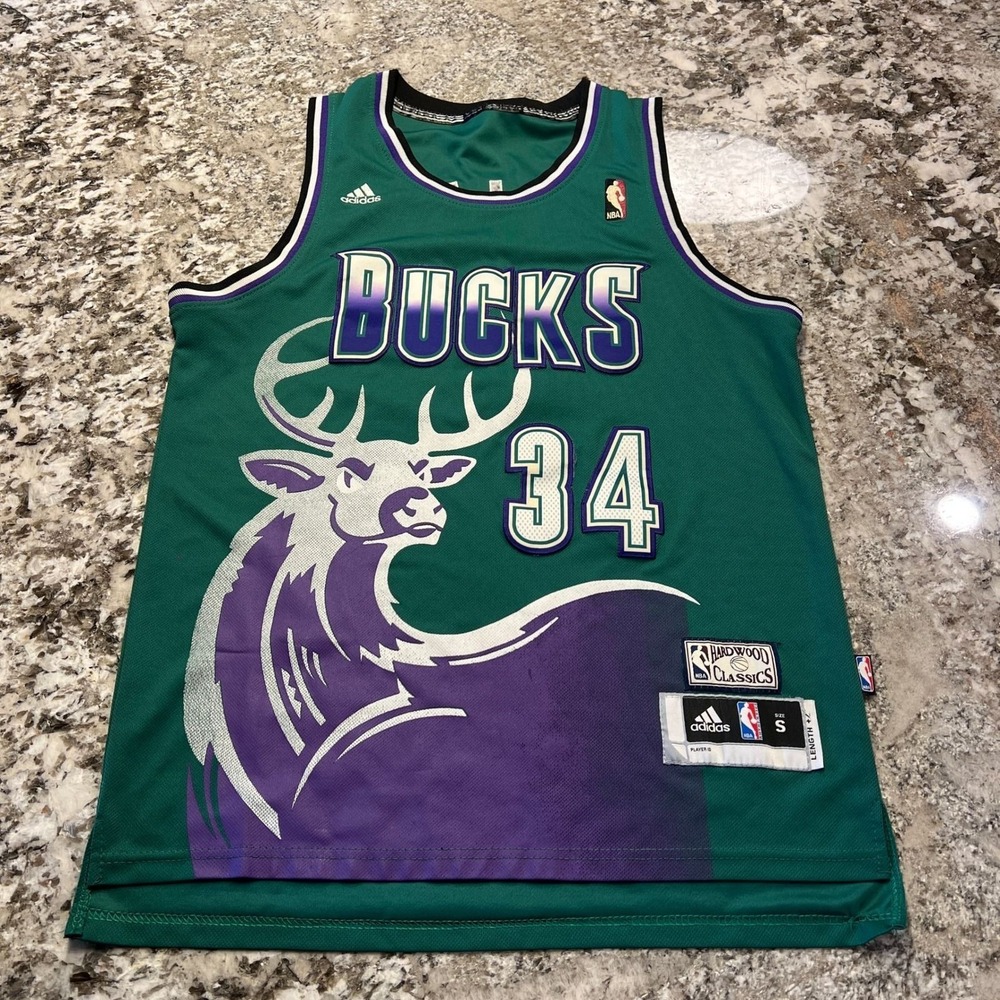Vintage 1990s Ray Allen Milwaukee Bucks Adidas Hardwood Classics NBA Jersey S